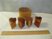 5pc Hand Crafted Cedar Wood Trinket Boxes