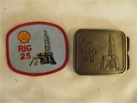 Shell Oil - Rig 25 Brass Belt Buckle & Patch