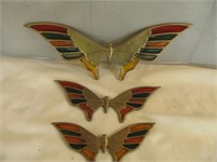 3pc Mid Century Enesco Japan Brass Butterflies