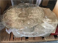 2-21 Inch Pressed Glass Platters