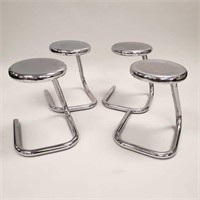 4 Kinetics "Paperclip" chrome stools - 18 1/2"H -