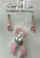 Breast Cancer Pendant & Earrings