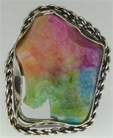 925 stamped solar rainbow quartz ring size 8