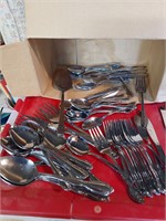 Box of Onieda Stainless flatware