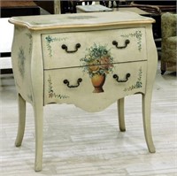 Floral Crackle Painted Bombe Chest.