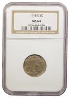 NGC MS-64 1918-S Nickel
