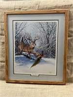 Large deer and pheasant print by Linda Picken