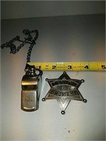 Sheriff Deputy badge and police special whistle