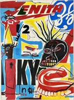 ANDY WARHOL/JEAN MICHEL BASQUIAT OIL PAINTING