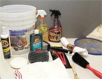 Automotive Detail Kit: bucket, brushes, cloths