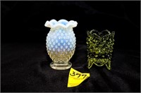 Opalescent Hobnail Vase with Fenton Colonial