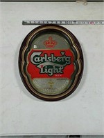 Vintage Carlsberg Light beer wall hanging mirror.