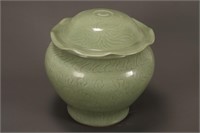 Large Chinese Celadon Jar and Cover,