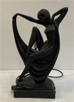 Black Lamp With Art Deco Lady