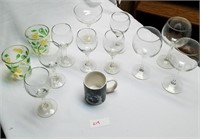 Lot of 11 Glass, 2 Plastic Drinking Utensils