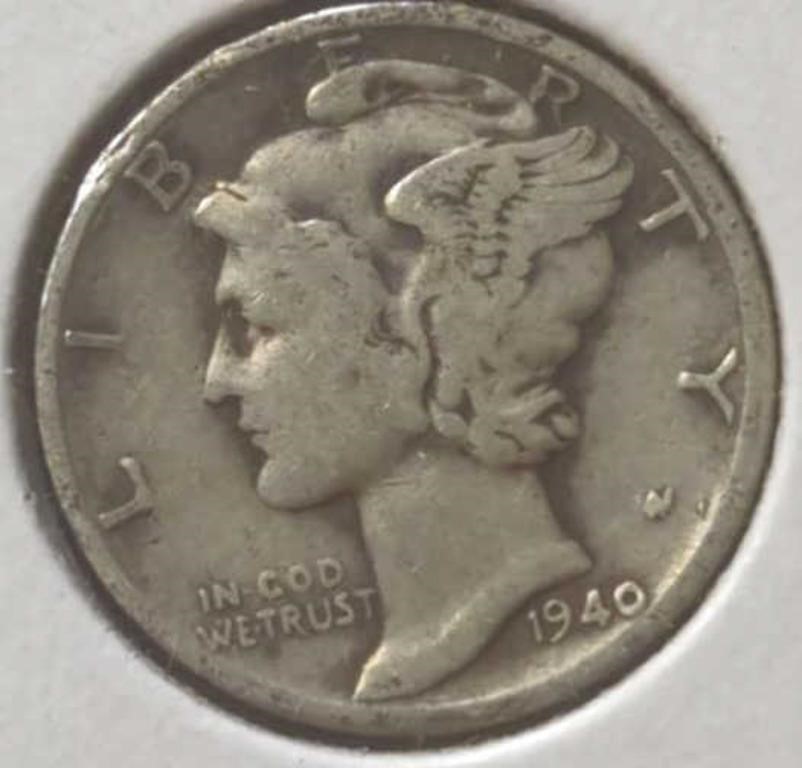 Silver 1940 Mercury dime