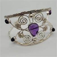 AMETHYST BRACELET MARKED 925 SILVER