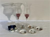 S&P's, miniature floral plates, candlestick