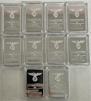 (10) 1oz GERMAN SILVER BARS