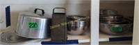 Cake Plate, Grater, Mixing Bowls, Small Pots,