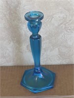 Blue Tapered Candlestick 9 Inches Tall