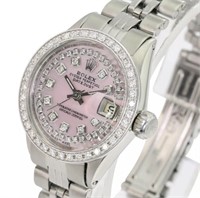 Rolex Ladies Pink  Datejust Diamond Watch