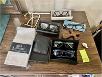 Reading Glasses, Mens Leather Wallet & Misc.