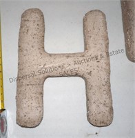 Letter "H"  Lightweight Cement -approx: 16" X 12"