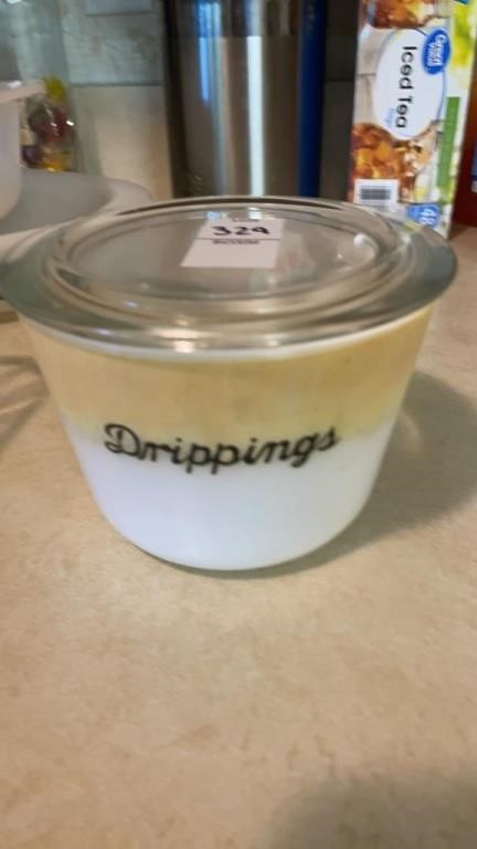 Vintage - Drippings bowl with glass lid