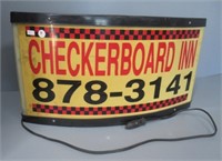 Checkerboard Inn car topper sign, 12.25" x 24".