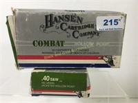 Hanson 40 S&W 180 gr JHP Ammo qty 100