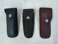 3 leather knife / sharpener sheaths
