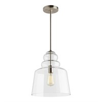 Clear Glass Pendant w/Brushed Nickel Accent