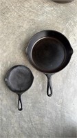 Two cast iron frying pans, skillets No 8