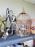 Metal Bird Decor Cage, Star Candleholder,  Arrow