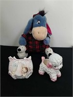 12-in plush Eeyore and two vintage planters