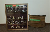 Vintage Collection of Spoons and display rack.