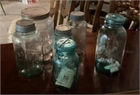 Collection of 6 canning jars