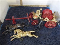 CAST IRON FIRE WAGON -- MISSING PARTS & DAMAGE