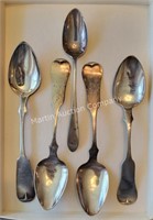 (K) Lot of 5 Silver Spoons
