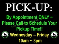 PICKUP DATES - BY APPOINTMENT ONLY!