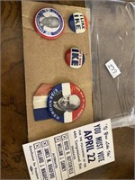 Dwight D Eisenhower Election Pins & note card