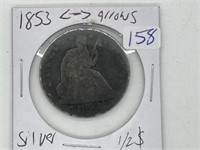 1853 Silver Half Dollar w/Arrows