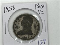 1858 Bust Silver Half Dollar