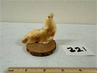 Bone Seal on Wood Base 3" x 3"