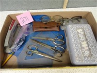 Office Supply Lot with Vintage Eye Glasses