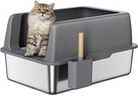 Stainless Steel Litter Box  Extra Large  Grey