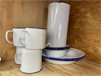 Graniteware Coffee Cups Drink Dispenser +