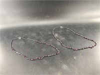 Two 22" necklaces with hematite, cut garnets, garn