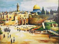 Jacob Chayat "Wailing Wall" Oil on Canvas